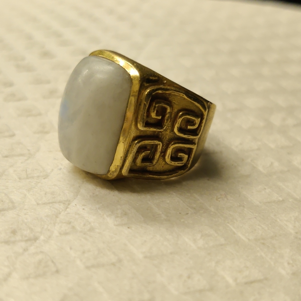 Julie Vos Moonstone Greek Key Ring